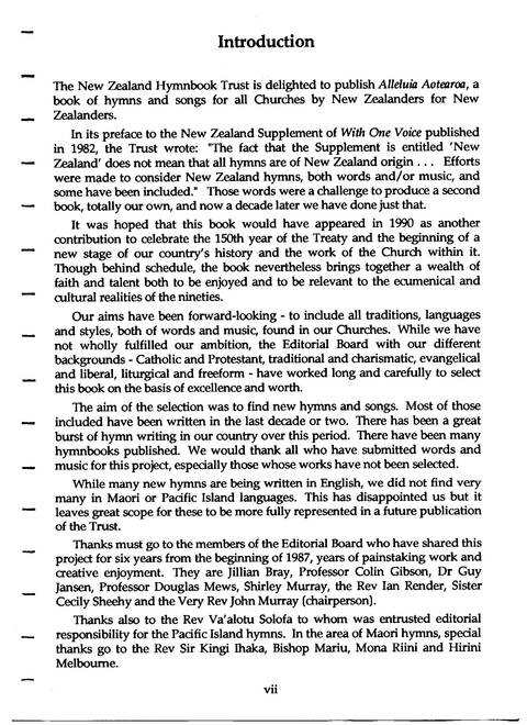 Alleluia Aotearoa: Hymns and Songs for All Churches page vii