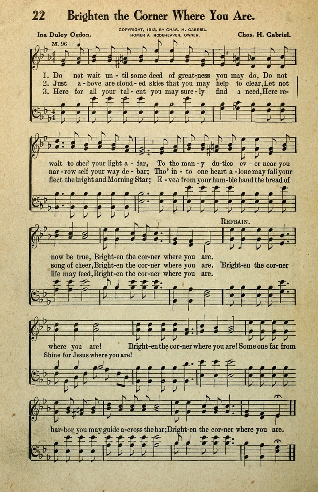Awakening Songs for the Church, Sunday School and Evangelistic Services page 22