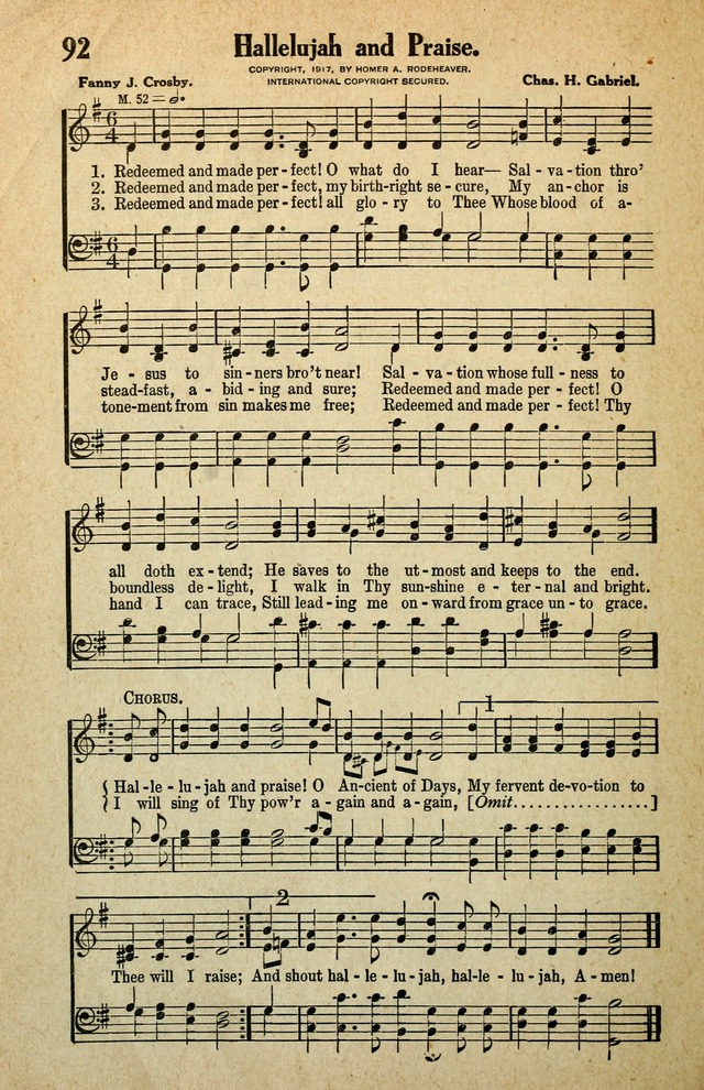 Awakening Songs for the Church, Sunday School and Evangelistic Services page 92