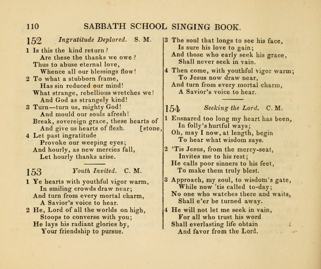 The American Sabbath School Singing Book: containing hymns, tunes, scriptural selections and chants, for Sabbath schools page 110