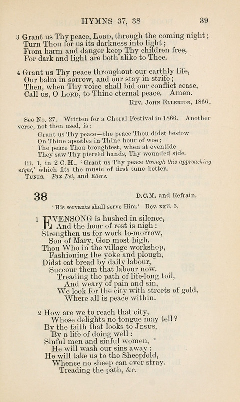 The Book of Common Praise: being the Hymn Book of the Church of England in Canada. Annotated edition page 39