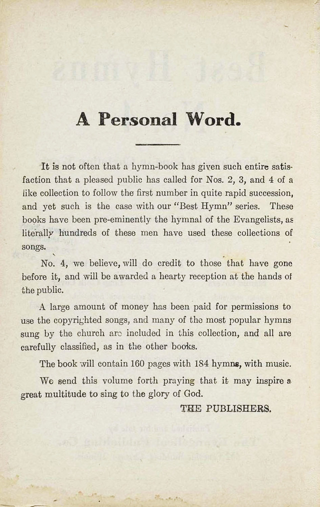 Best Hymns No. 4 page v