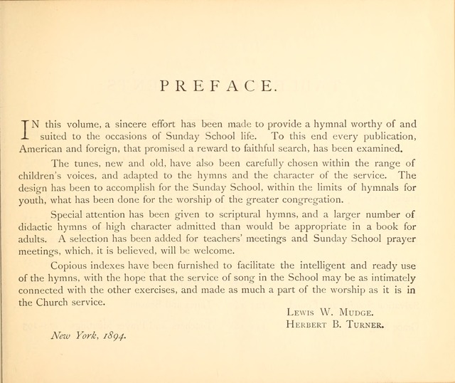 Carmina for the Sunday School and Social Worship page vii