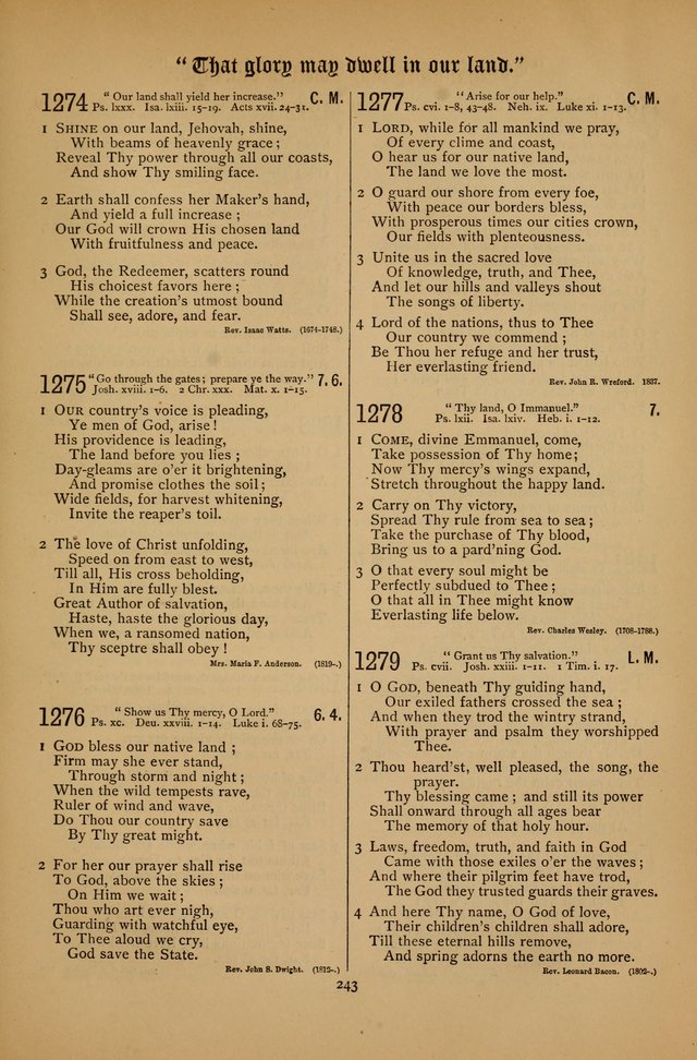 The Clifton Chapel Collection of "Psalms, Hymns, and Spiritual Songs": for public, social and family worship and private devotions at the Sanitarium, Clifton Springs, N. Y. page 243