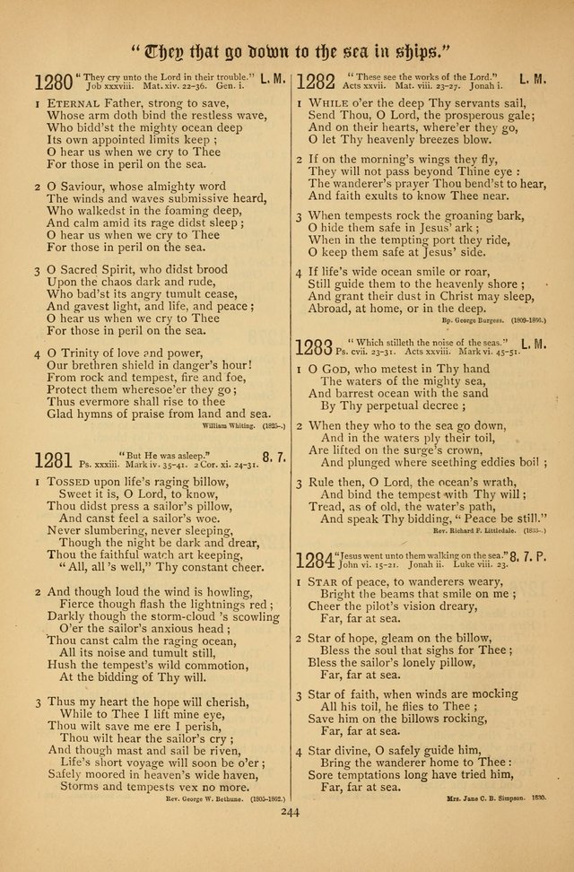 The Clifton Chapel Collection of "Psalms, Hymns, and Spiritual Songs": for public, social and family worship and private devotions at the Sanitarium, Clifton Springs, N. Y. page 244