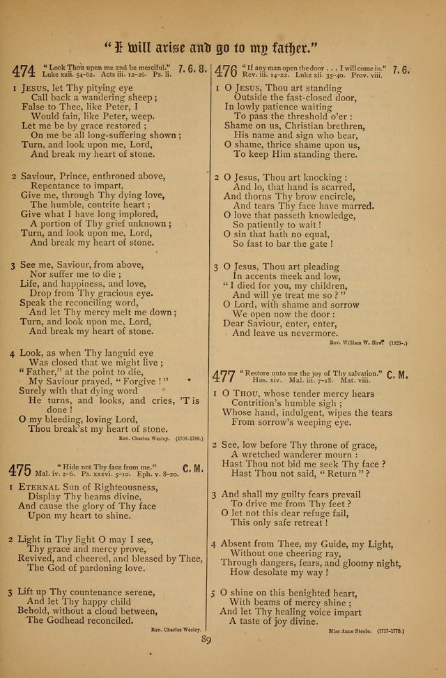 The Clifton Chapel Collection of "Psalms, Hymns, and Spiritual Songs": for public, social and family worship and private devotions at the Sanitarium, Clifton Springs, N. Y. page 89
