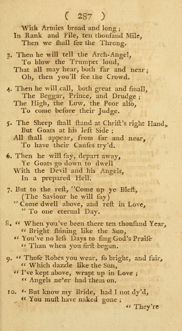 The Christians Duty, exhibited, in a series of Hymns: collected from various authors, designed for the worship of God, and for the edification of Christians (1st Ed.) page 287