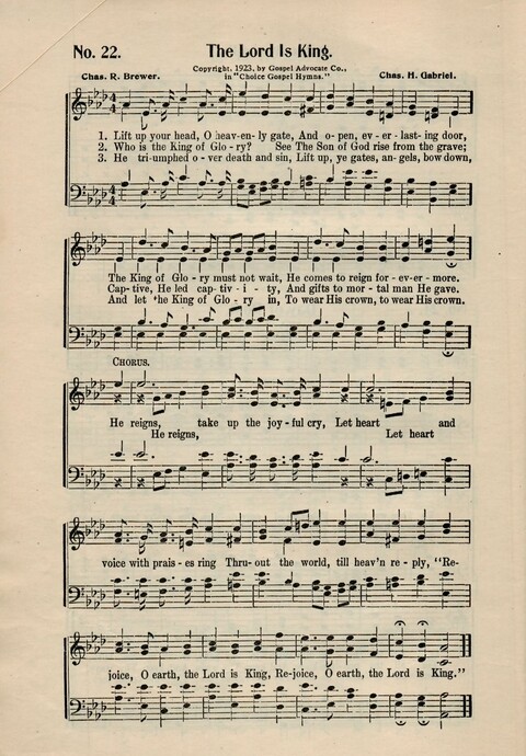 Choice Gospel Hymns: a collection of over three hundred hymns for all occasions of Christian work and worship  page 20
