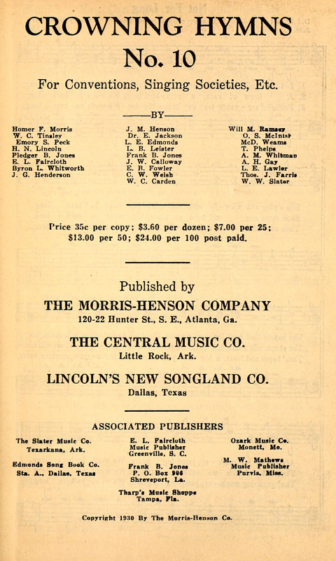 Crowning Hymns No. 10: for Conventions, Singing Societies, Etc. page 2