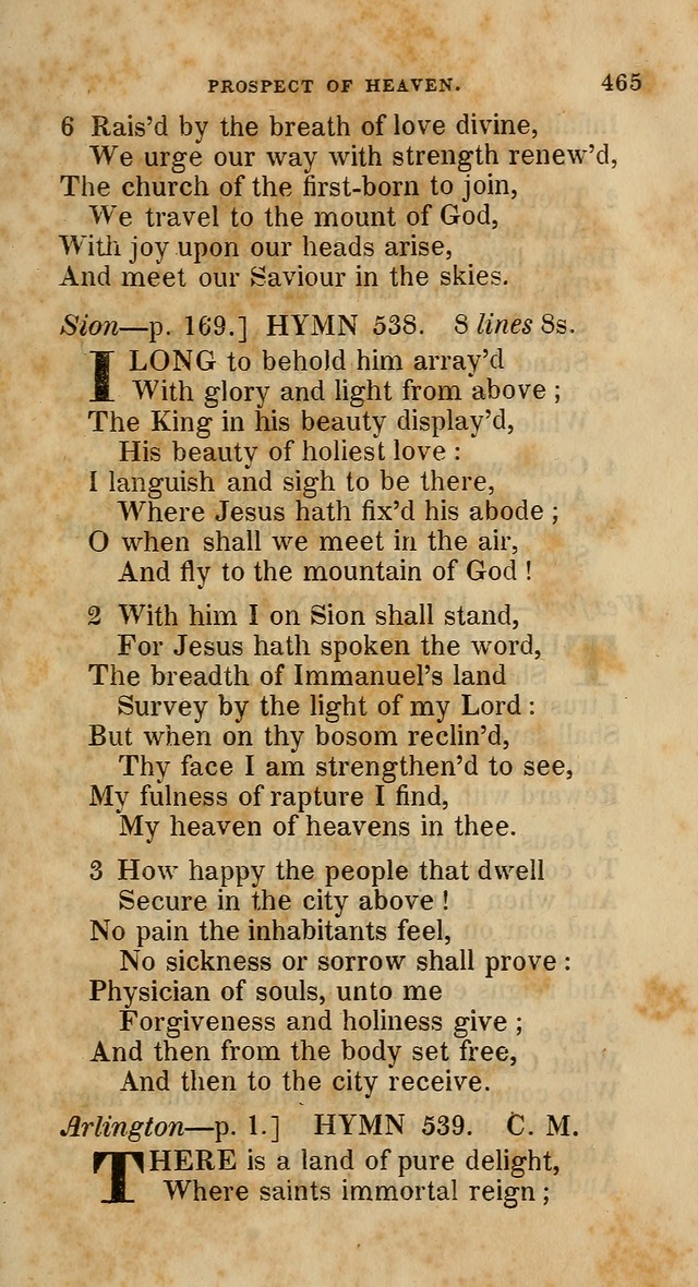 A Collection of Hymns for the Use of the Methodist Episcopal Church: principally from the collection of  Rev. John Wesley, M. A., late fellow of Lincoln College, Oxford; with... (Rev. & corr.) page 465