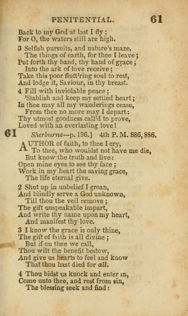 A Collection of Hymns: for the use of the Methodist Episcopal Church, principally from the collection of the Rev. John Wesley, A. M., late fellow of Lincoln College..(Rev. and corr. with a supplement) page 61