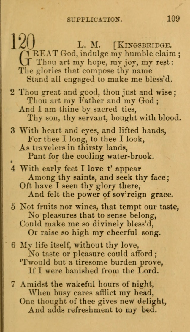 A Collection of Psalms, Hymns, and Spiritual Songs: suited to the various occasions of public worship and private devotion, of the church of Christ (6th ed.) page 109