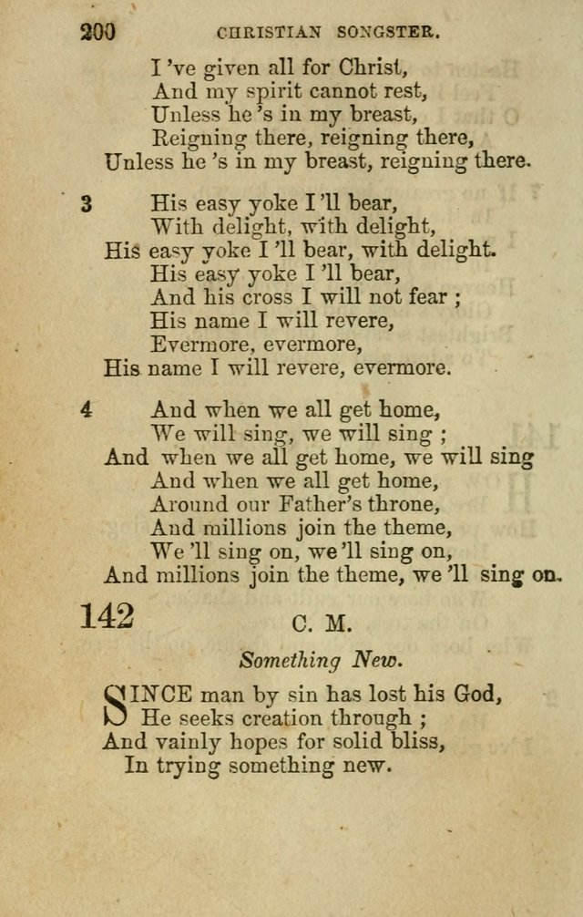 The Christian Songster: a collection of hymns and spiritual songs, usually sung at camp, prayer, and social meetings, and revivals of religion. Designed for all denominations page 209