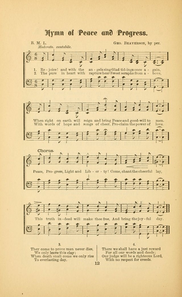 Celestial Sonnets: a collection of new and original songs and hymns of peace and progress, designed for public gatherings, home circles, religious, spiritual, temperance, social and camp meetings, etc page 17