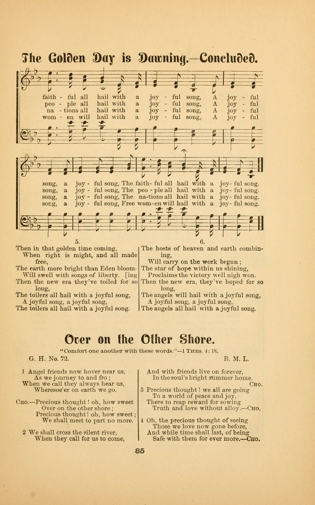 Celestial Sonnets: a collection of new and original songs and hymns of peace and progress, designed for public gatherings, home circles, religious, spiritual, temperance, social and camp meetings, etc page 90