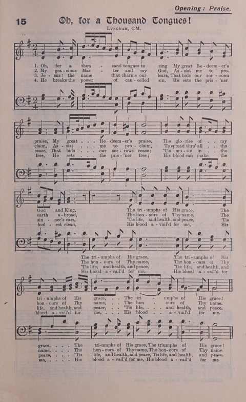 Celestial Songs: a collection of 900 choice hymns and choruses, selected for all kinds of Christian Getherings, Evangelistic Word, Solo Singers, Choirs, and the Home Circle page 15