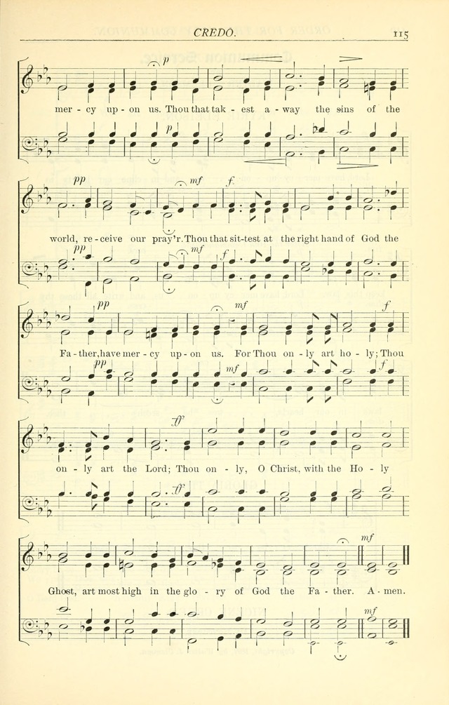 The Church Service Book: containing the words and music for the choral service, the morning and evening canticles, the holy communion, the Psalter, a selection of hymns from the hymnal with music page 122