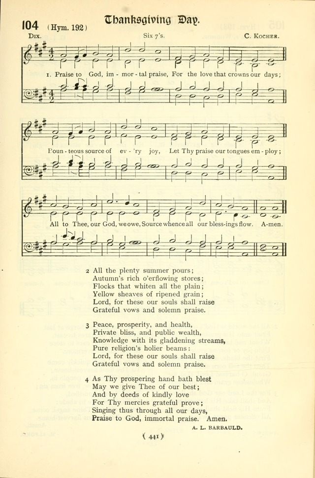 The Church Service Book: containing the words and music for the choral service, the morning and evening canticles, the holy communion, the Psalter, a selection of hymns from the hymnal with music page 456