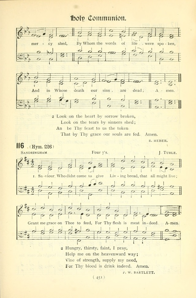 The Church Service Book: containing the words and music for the choral service, the morning and evening canticles, the holy communion, the Psalter, a selection of hymns from the hymnal with music page 466