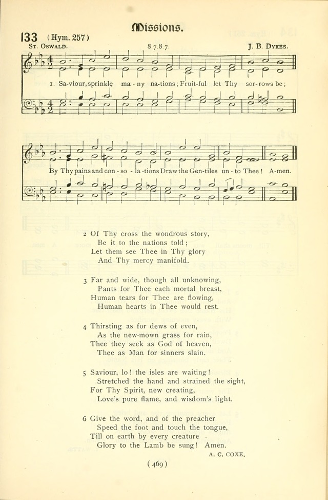 The Church Service Book: containing the words and music for the choral service, the morning and evening canticles, the holy communion, the Psalter, a selection of hymns from the hymnal with music page 484