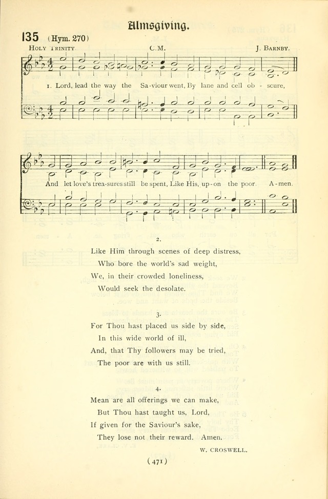 The Church Service Book: containing the words and music for the choral service, the morning and evening canticles, the holy communion, the Psalter, a selection of hymns from the hymnal with music page 486