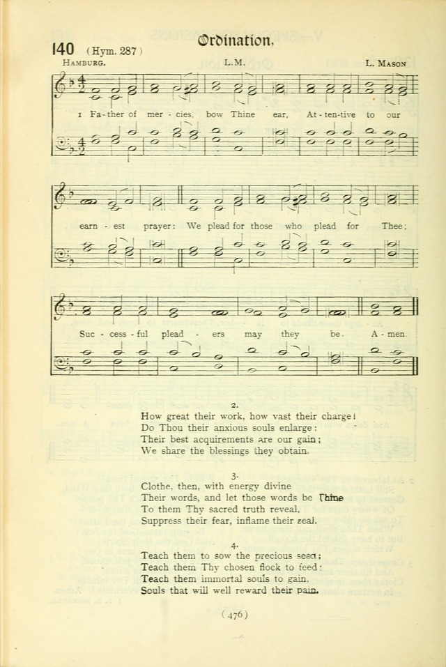 The Church Service Book: containing the words and music for the choral service, the morning and evening canticles, the holy communion, the Psalter, a selection of hymns from the hymnal with music page 491