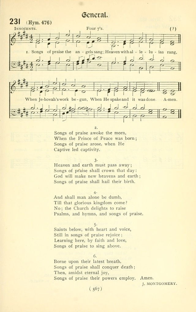 The Church Service Book: containing the words and music for the choral service, the morning and evening canticles, the holy communion, the Psalter, a selection of hymns from the hymnal with music page 582