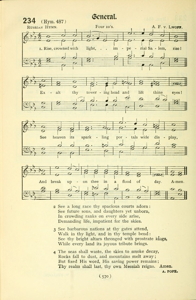 The Church Service Book: containing the words and music for the choral service, the morning and evening canticles, the holy communion, the Psalter, a selection of hymns from the hymnal with music page 585