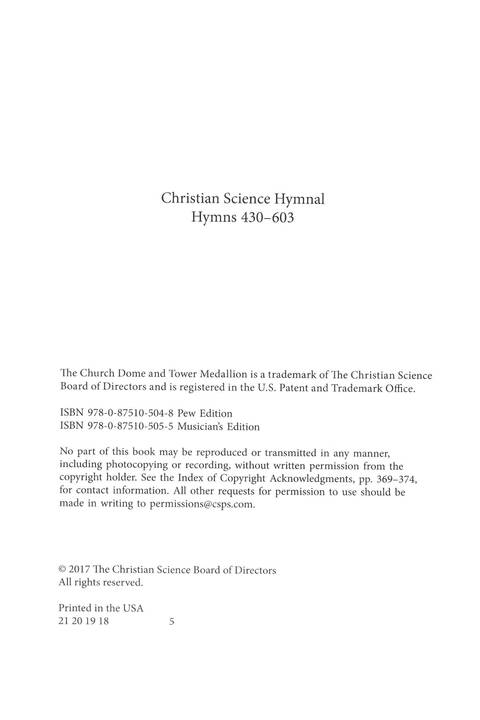 Christian Science Hymnal: Hymns 430-603 page i