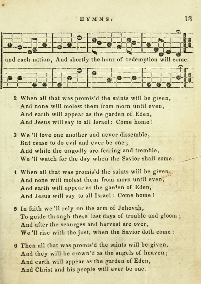 A Collection of Sacred Hymns for the use of the Latter-Day Saints page 13