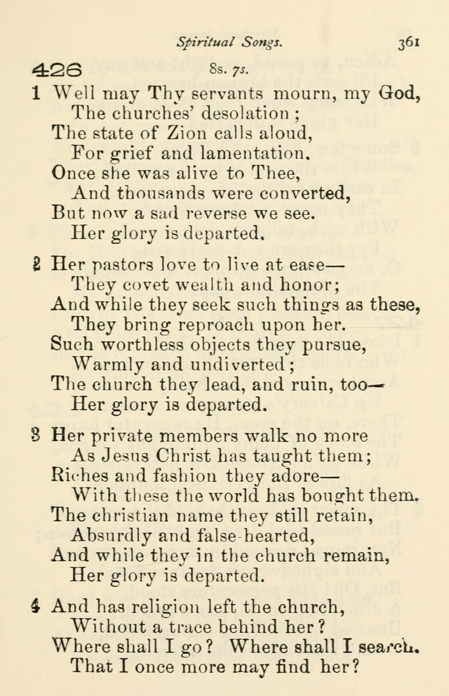A Choice Selection of Hymns and Spiritual Songs for the use of the Baptist Church and all lovers of song page 364