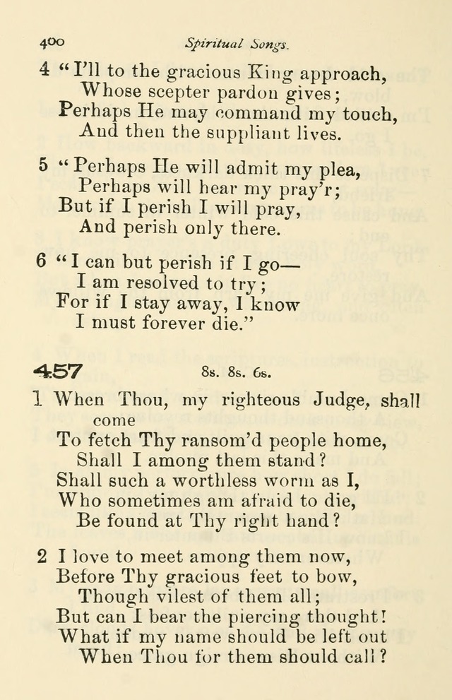 A Choice Selection of Hymns and Spiritual Songs for the use of the Baptist Church and all lovers of song page 403