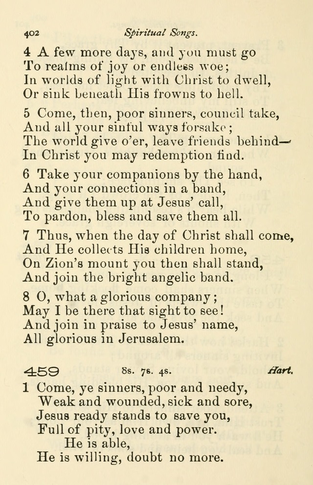 A Choice Selection of Hymns and Spiritual Songs for the use of the Baptist Church and all lovers of song page 405