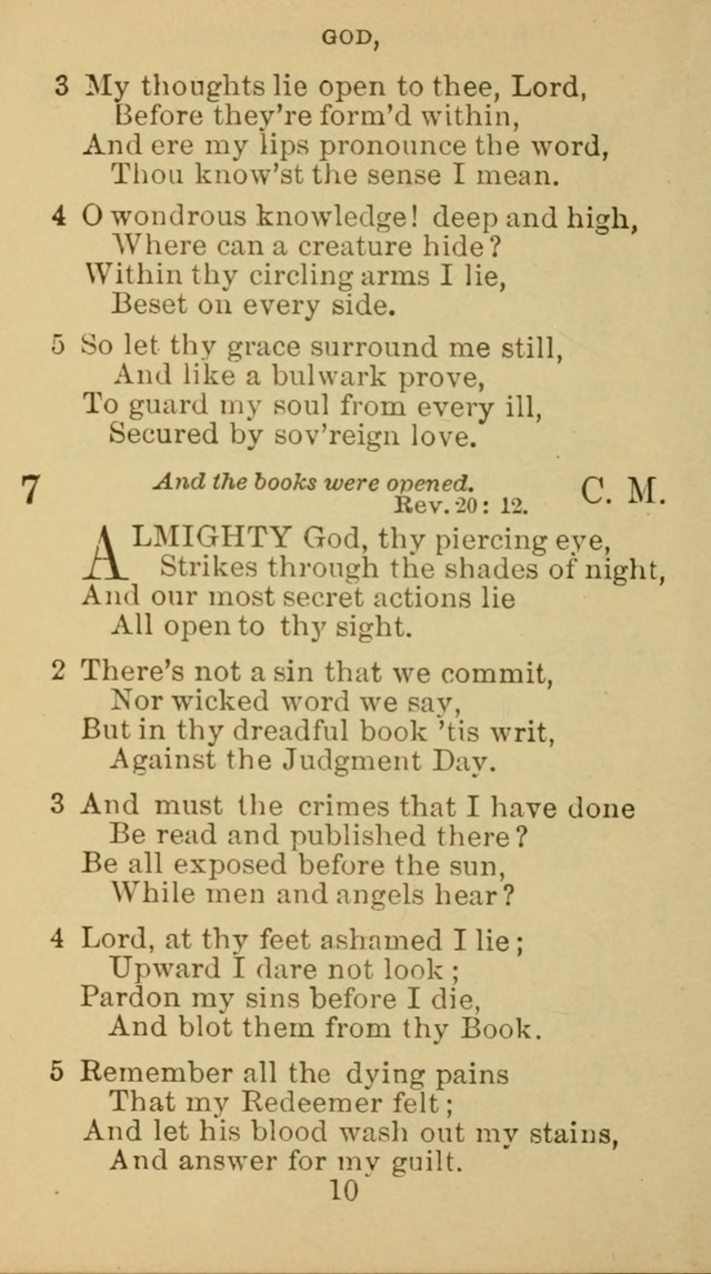 A Collection of Spiritual Hymns: adapted to the Various Kinds of Christian Worship, and especially designed for the use of the Brethren in Christ. 2nd ed. page 10