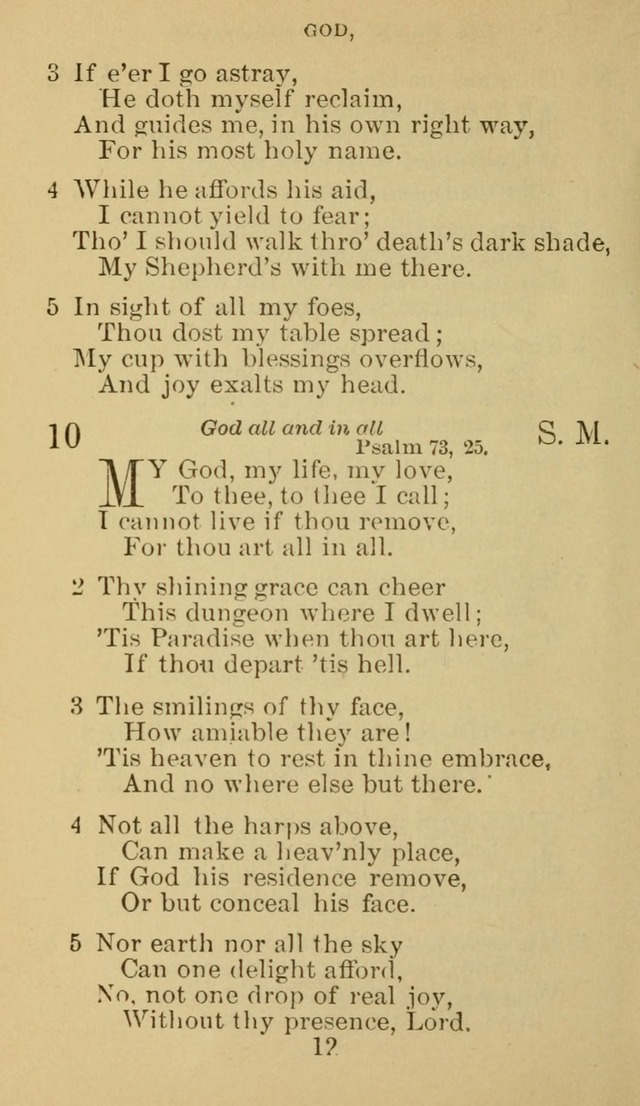 A Collection of Spiritual Hymns: adapted to the Various Kinds of Christian Worship, and especially designed for the use of the Brethren in Christ. 2nd ed. page 12