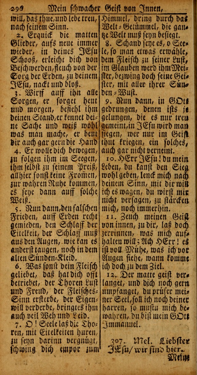 Das Kleine Davidische Psalterspiel der Kinder Zions von alten und neuen auserlesenen Geistes-Gesängen allen wahren heyls-begierigen Säuglingen der Weisheit, insonderheit aber denen Gemeinden des Herrn page 296