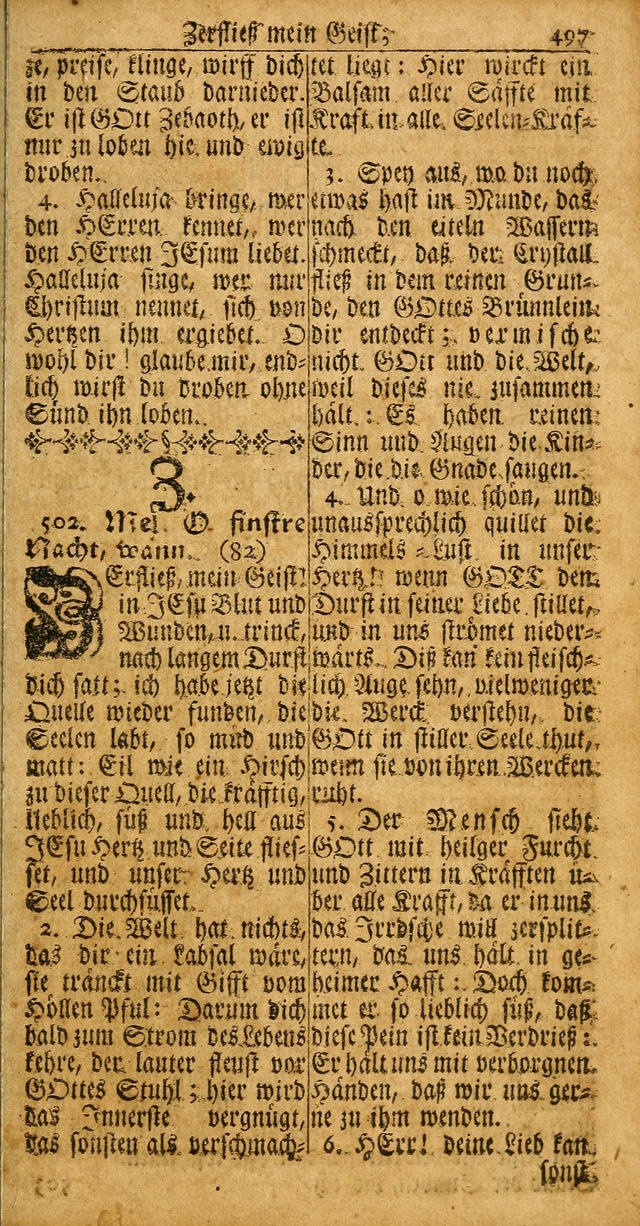 Das Kleine Davidische Psalterspiel der Kinder Zions: von alten und neuen auserlesenen Geistes-Gesängen allen wahren heuls-begierigen säuglingen der weisheit, infonderheit aber denen Gemeinden ... page 497