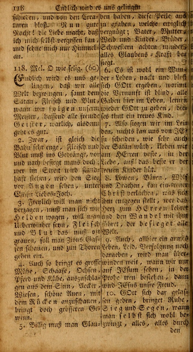 Das Kleine Davidische Psalterspiel der Kinder Zions: von alten und neuen auserlesenen Geistes-Gesängen allen wahren heils-begierigen säuglingen der weisheit, infonderheit aber denen Gemeinden ... page 118