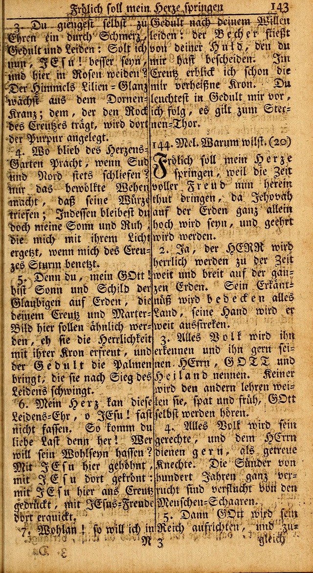 Das Kleine Davidische Psalterspiel der Kinder Zions: von alten und neuen auserlesenen Geistes-Gesängen allen wahren heils-begierigen säuglingen der weisheit, infonderheit aber denen Gemeinden ... page 143