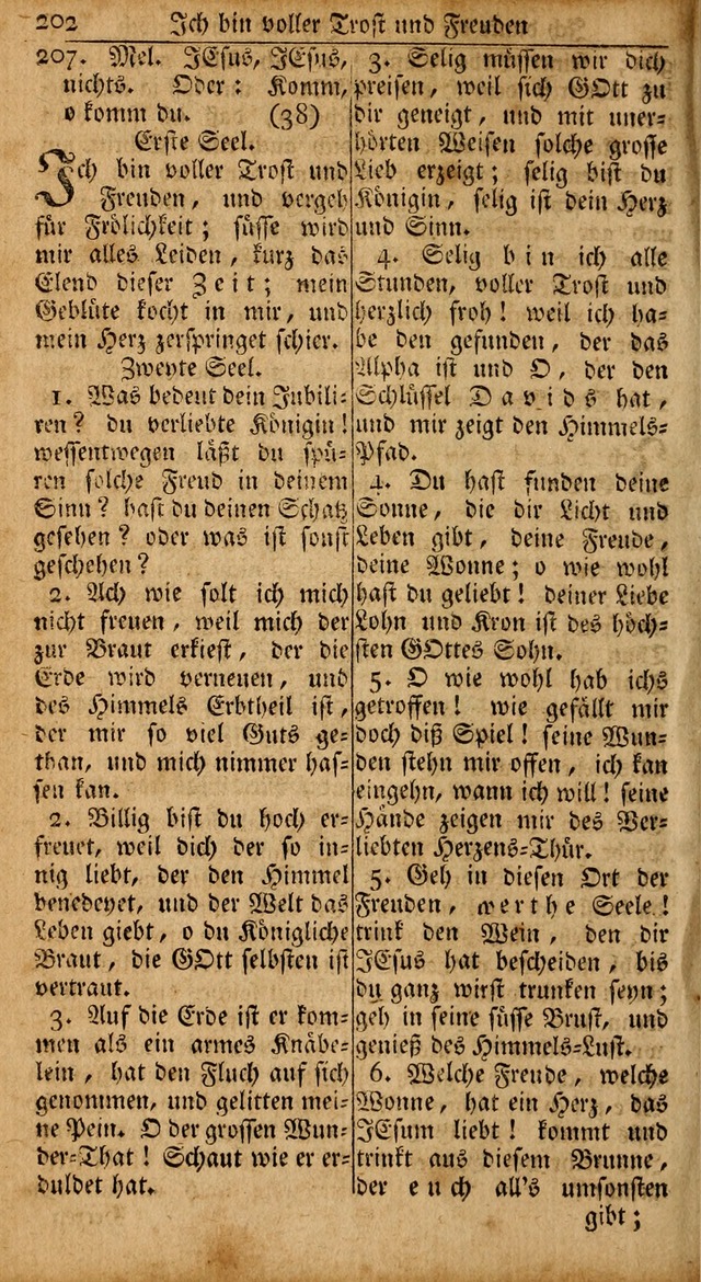 Das Kleine Davidische Psalterspiel der Kinder Zions: von alten und neuen auserlesenen Geistes-Gesängen allen wahren heils-begierigen säuglingen der weisheit, infonderheit aber denen Gemeinden ... page 202