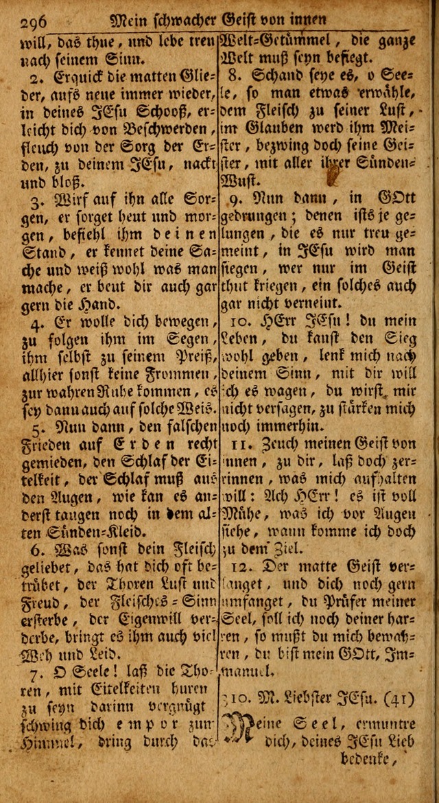 Das Kleine Davidische Psalterspiel der Kinder Zions: von alten und neuen auserlesenen Geistes-Gesängen allen wahren heils-begierigen säuglingen der weisheit, infonderheit aber denen Gemeinden ... page 296