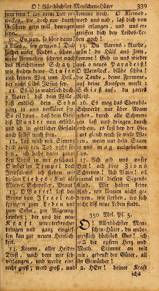 Das Kleine Davidische Psalterspiel der Kinder Zions: von alten und neuen auserlesenen Geistes-Gesängen allen wahren heils-begierigen säuglingen der weisheit, infonderheit aber denen Gemeinden ... page 339