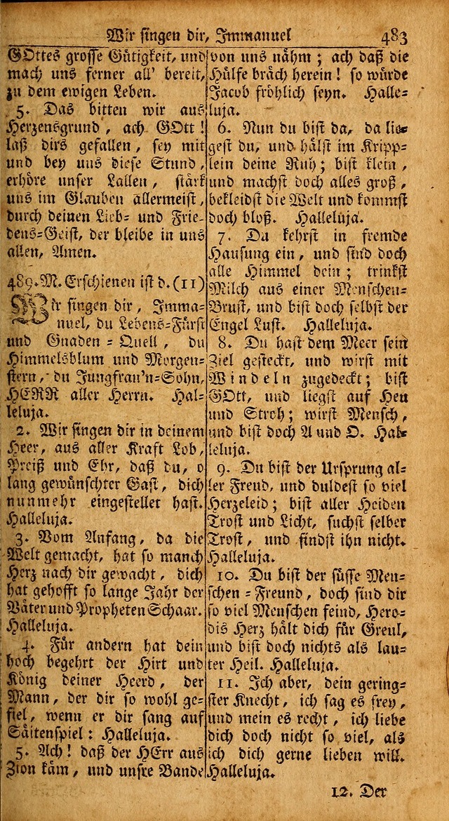 Das Kleine Davidische Psalterspiel der Kinder Zions: von alten und neuen auserlesenen Geistes-Gesängen allen wahren heils-begierigen säuglingen der weisheit, infonderheit aber denen Gemeinden ... page 483