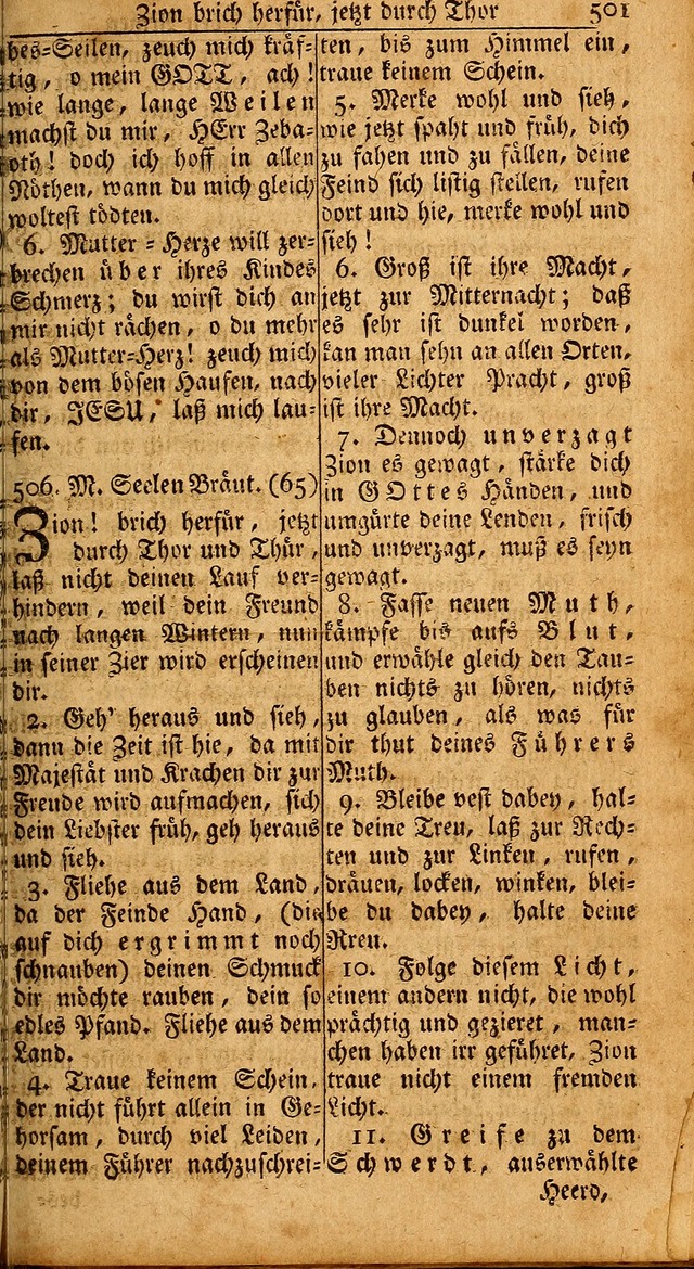 Das Kleine Davidische Psalterspiel der Kinder Zions: von alten und neuen auserlesenen Geistes-Gesängen allen wahren heils-begierigen säuglingen der weisheit, infonderheit aber denen Gemeinden ... page 501