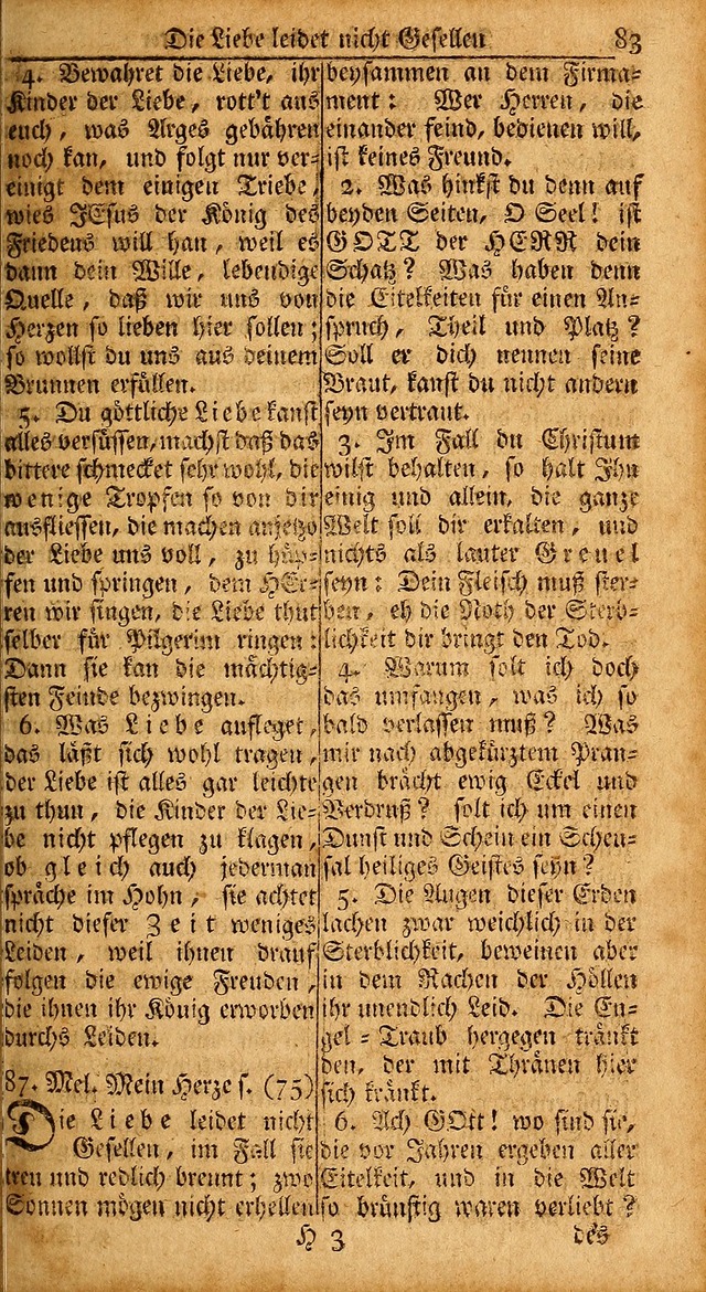 Das Kleine Davidische Psalterspiel der Kinder Zions: von alten und neuen auserlesenen Geistes-Gesängen allen wahren heils-begierigen säuglingen der weisheit, infonderheit aber denen Gemeinden ... page 83