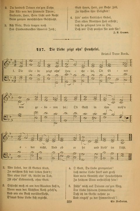 Die Glaubensharfe (With Melodies): Gesangbuch der deutschen Baptisten-Gemeinden. Herausgegeben auf Beschluß der Bundeskonferenz der Deutchen Baptisten-Gemeinden von America (2. ed) page 319