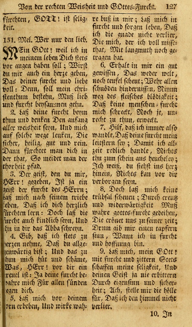 Das Geistliche Saitenspiel: oder, Eine Sammlung auserlesener, erbaulicher, geistreicher Lieder zum Gebrauch aller Gottliebenden Seelen, insonderheit für dei Gemeinen der Evangelischen... (1st Aufl.) page 127