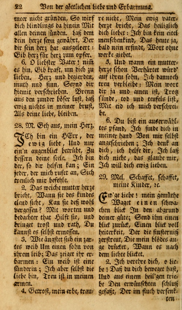 Das Geistliche Saitenspiel: oder, Eine Sammlung auserlesener, erbaulicher, geistreicher Lieder zum Gebrauch aller Gottliebenden Seelen, insonderheit für dei Gemeinen der Evangelischen... (1st Aufl.) page 22
