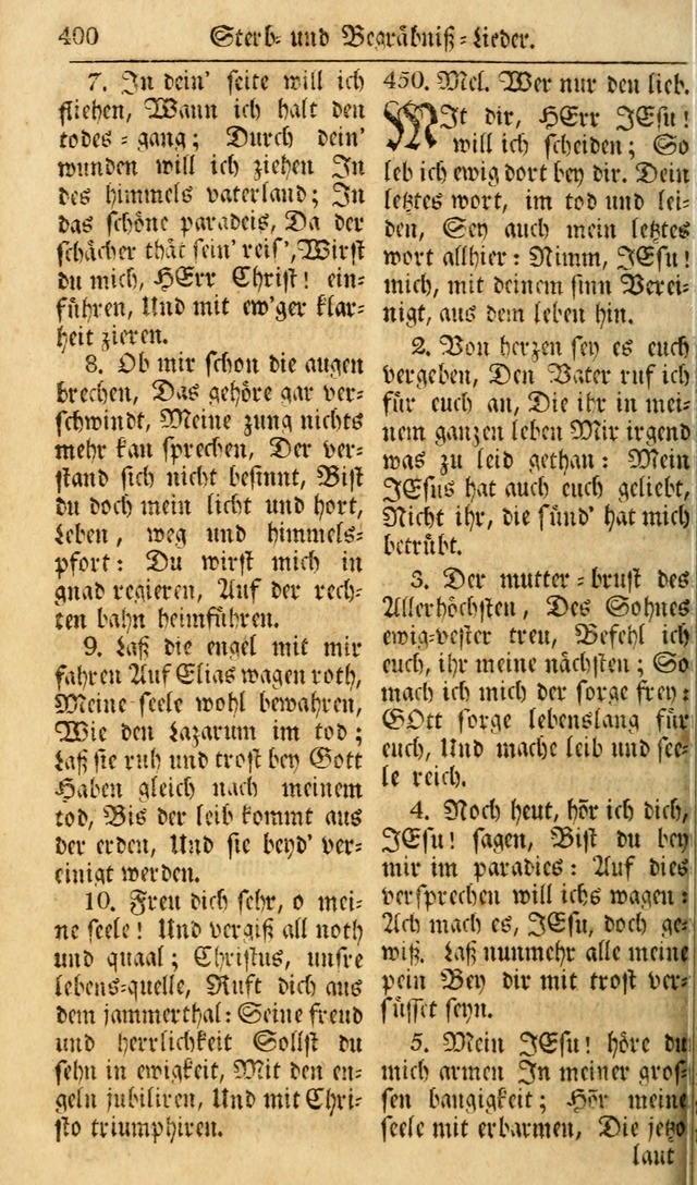Das Geistliche Saitenspiel: oder, Eine Sammlung auserlesener, erbaulicher, geistreicher Lieder zum Gebrauch aller Gottliebenden Seelen, insonderheit für dei Gemeinen der Evangelischen... (1st Aufl.) page 400