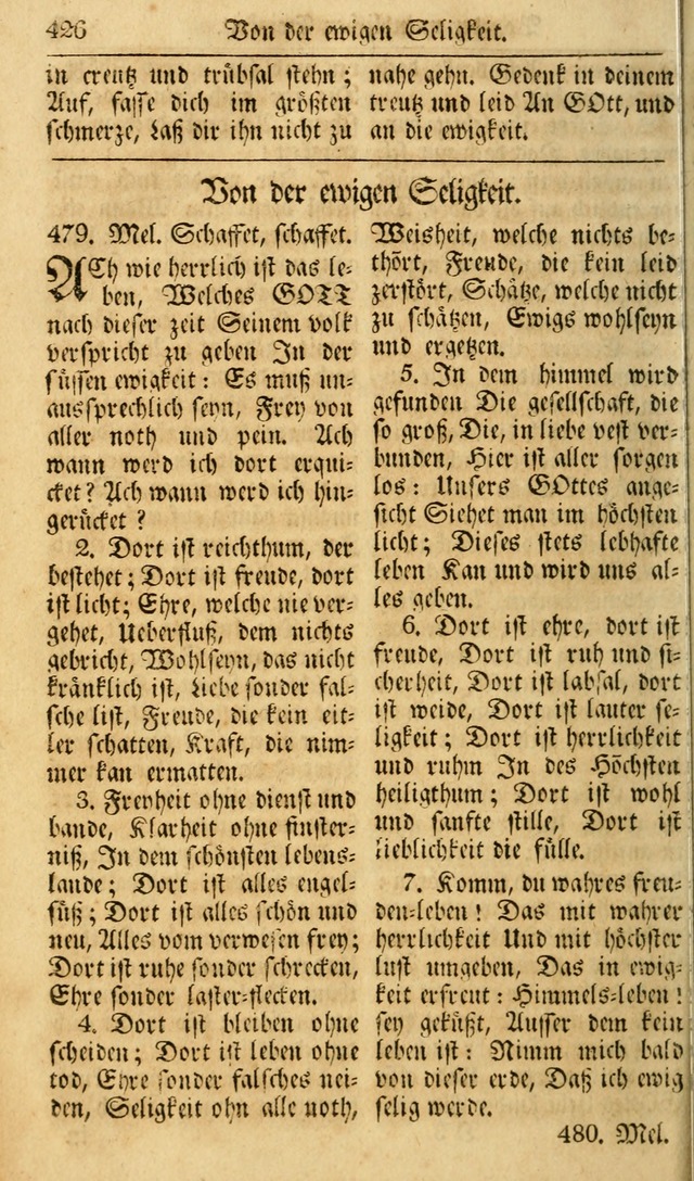 Das Geistliche Saitenspiel: oder, Eine Sammlung auserlesener, erbaulicher, geistreicher Lieder zum Gebrauch aller Gottliebenden Seelen, insonderheit für dei Gemeinen der Evangelischen... (1st Aufl.) page 426